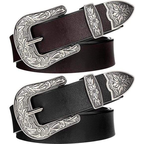 5664 2 Pack Western Cowboy Style Belts For Women Female Girl Ladies main image 6